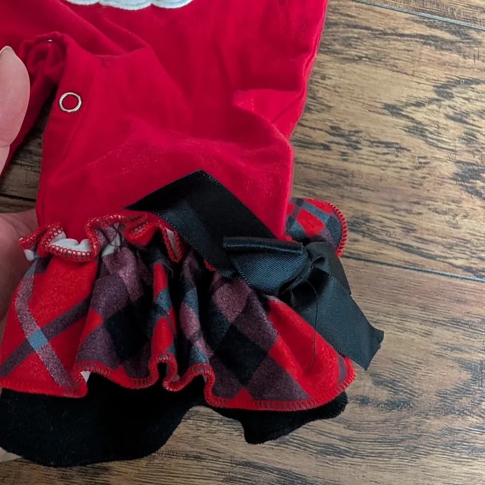 $ 💥3/$24 Marie Nicole Santa Jumpsuit With‎ Plaid Ruffles